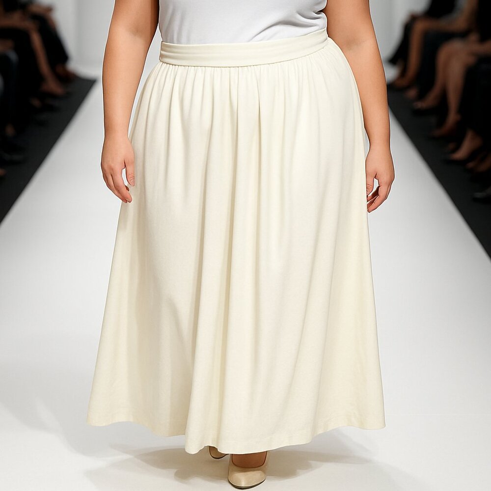 White Plus size maxi skirt